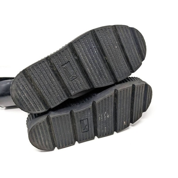 Puma Fenty Womens 9 Ankle Strap Creepers Platform Black Leather Sneakers EUC - Picture 8 of 10